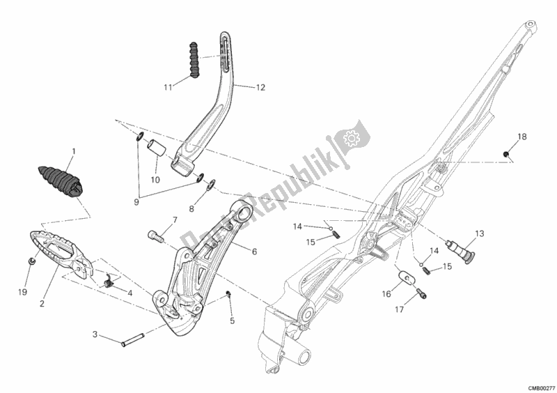 Wszystkie części do Podnó? Ki Prawe Ducati Diavel USA 1200 2012